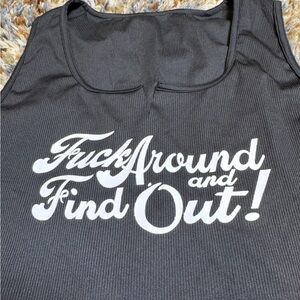 FAFO Graphic Black Ribbed Crop Tank Top XL – Bold Streetwear Statement